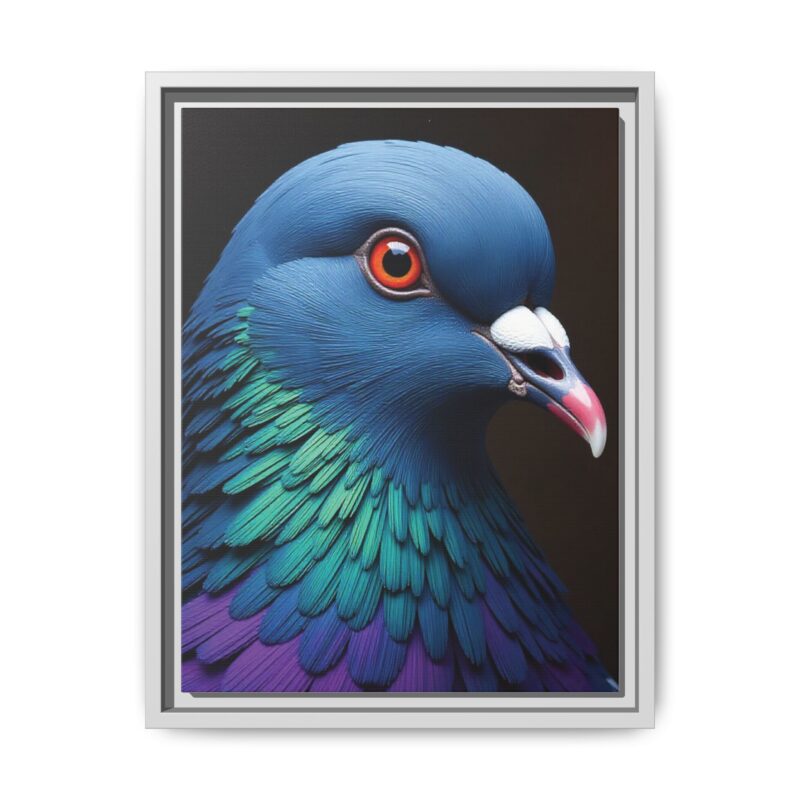 Canvas Print featuring a close-up portrait of a colorful pigeon - Image 54