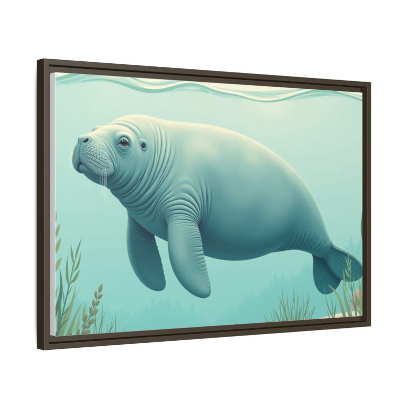 Gentle Giant Florida canvas prints featuring a peaceful manatee swimming through the water. - Image 82