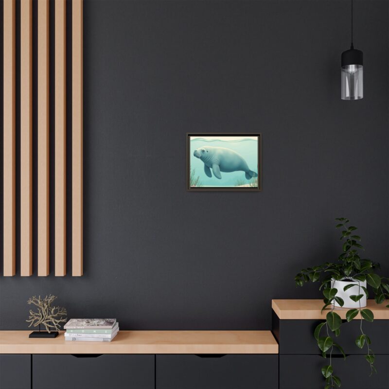 Gentle Giant Florida canvas prints featuring a peaceful manatee swimming through the water. - Image 60