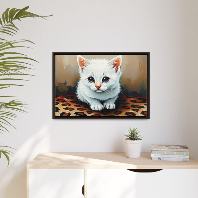 Canvas Print - White Kitten on Leopard Print Surface Wall Art - Image 84