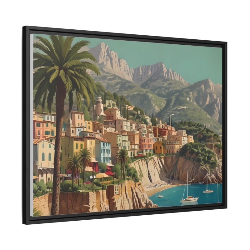 Canvas art of Sun-Drenched Italian Riviera Poster with Sailboats and Palm Trees - Image 27