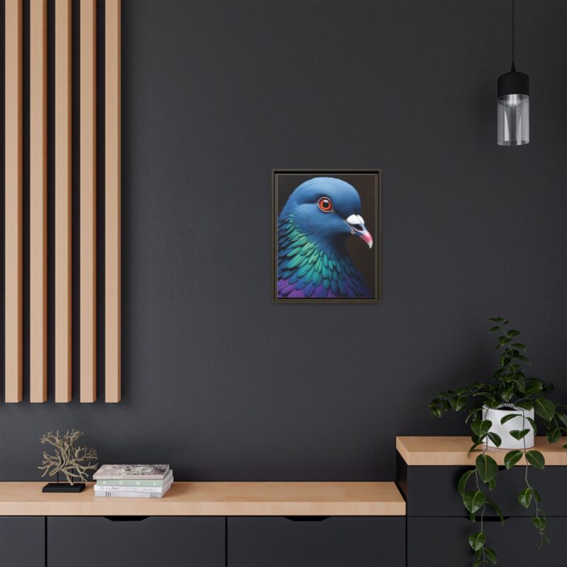 Canvas Print featuring a close-up portrait of a colorful pigeon - Image 60