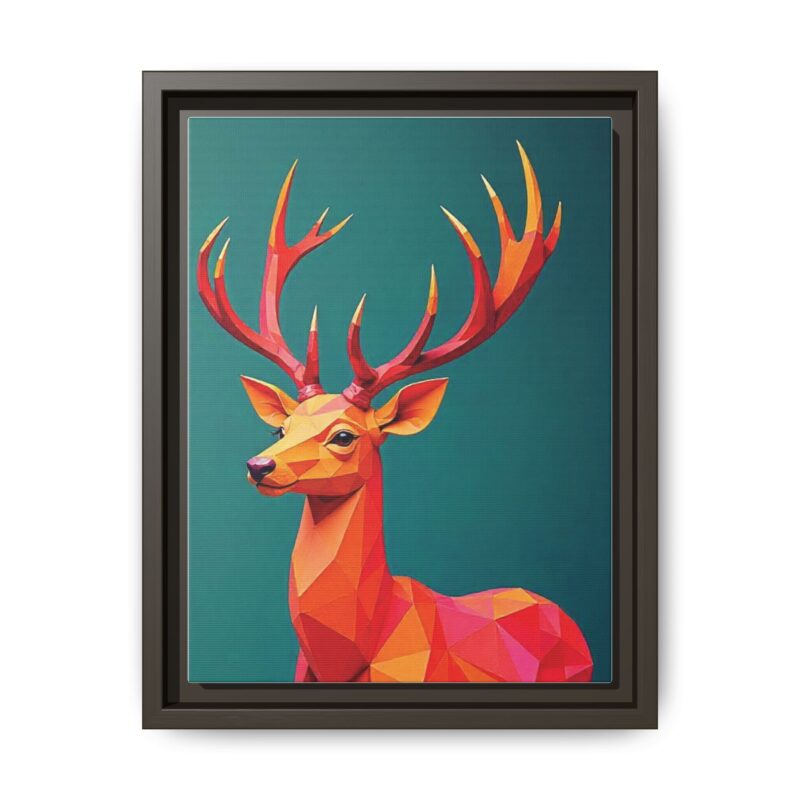 Canvas Art Print - Low-Poly Deer in Warm Tones on Teal Blue Background - Image 29