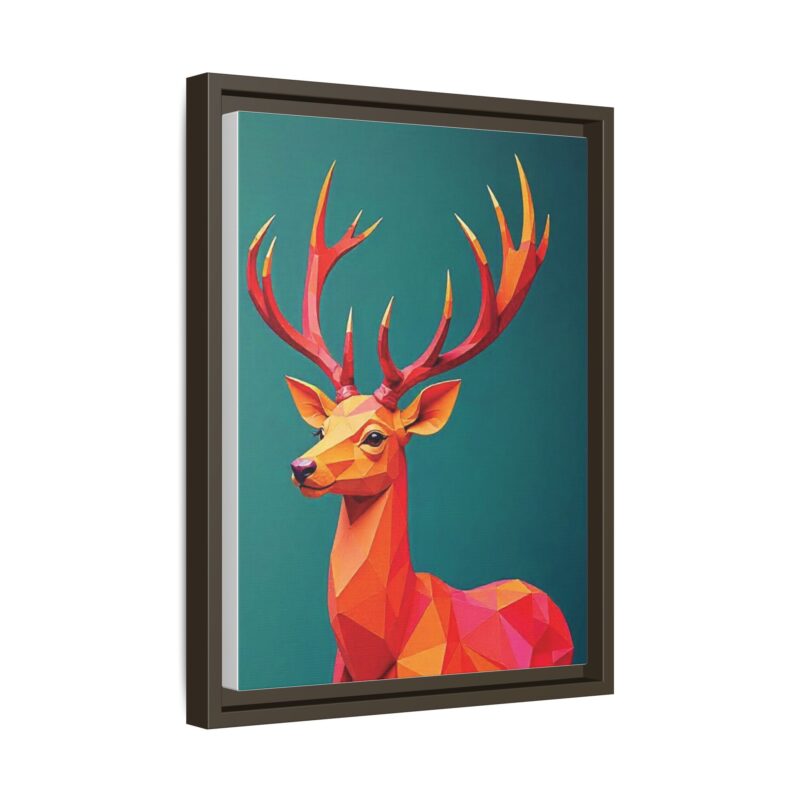 Canvas Art Print - Low-Poly Deer in Warm Tones on Teal Blue Background - Image 46