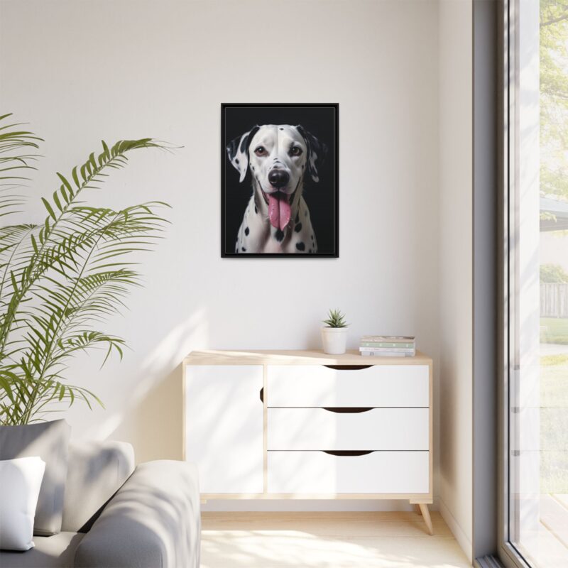 Canvas Art print features a detailed oil painting of a Dalmatian dog with a playful pink tongue sticking out - Image 28