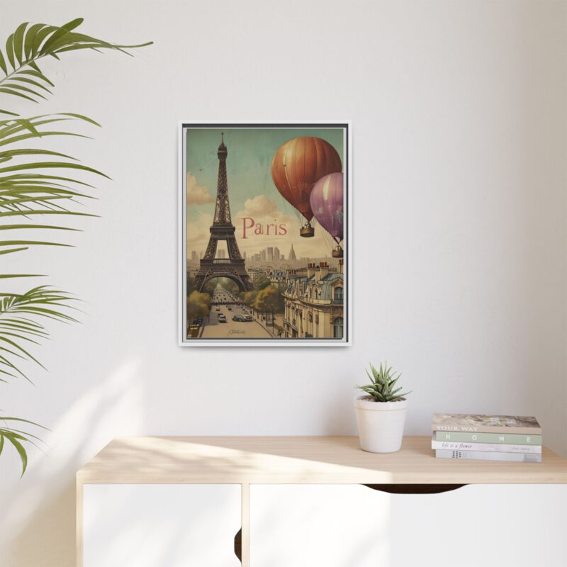 Pastel Eiffel Tower Travel canvas art of Nouveau Typography - Image 79