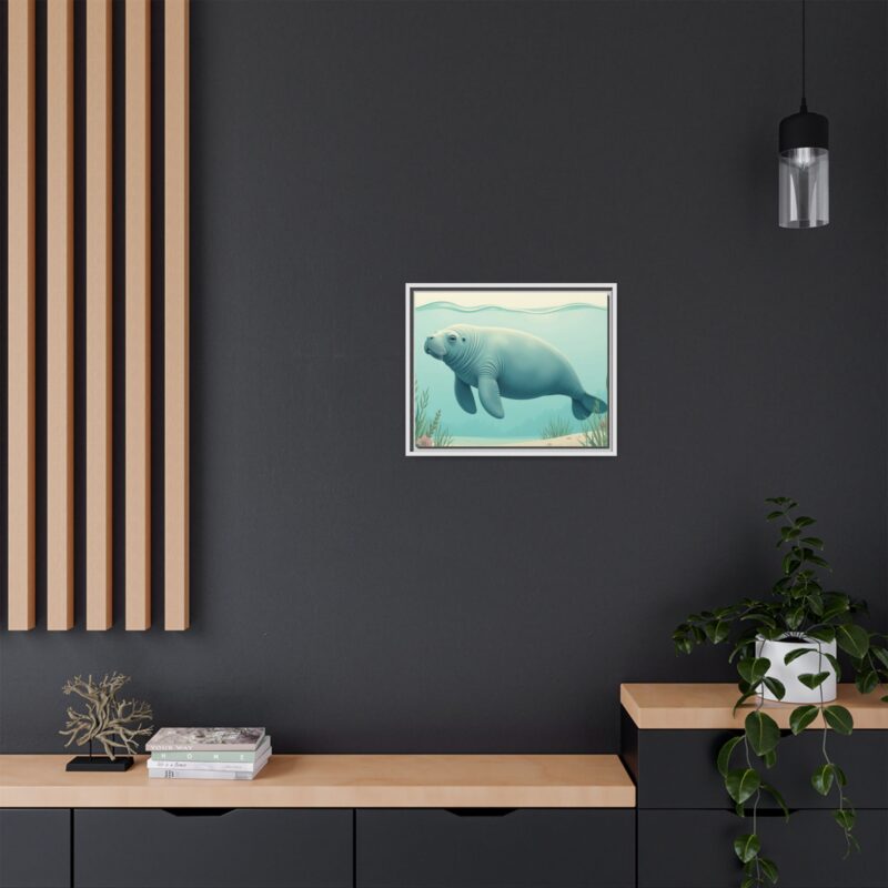 Gentle Giant Florida canvas prints featuring a peaceful manatee swimming through the water. - Image 72