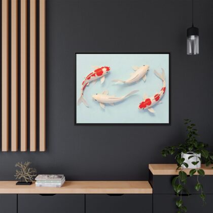 Canvas Print - Colorful Koi Fish Swimming in Minimalist Style