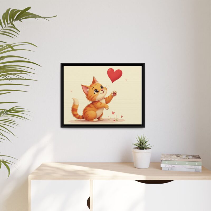 Canvas Print Wall Art - Cartoon Cat Paw Reaching Heart - Image 24