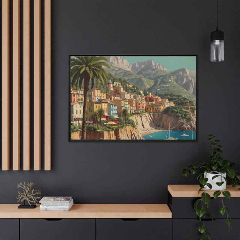 Canvas art of Sun-Drenched Italian Riviera Poster with Sailboats and Palm Trees - Image 40