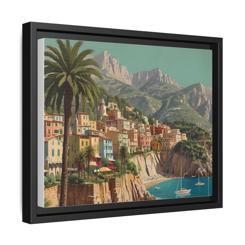 Canvas art of Sun-Drenched Italian Riviera Poster with Sailboats and Palm Trees - Image 11
