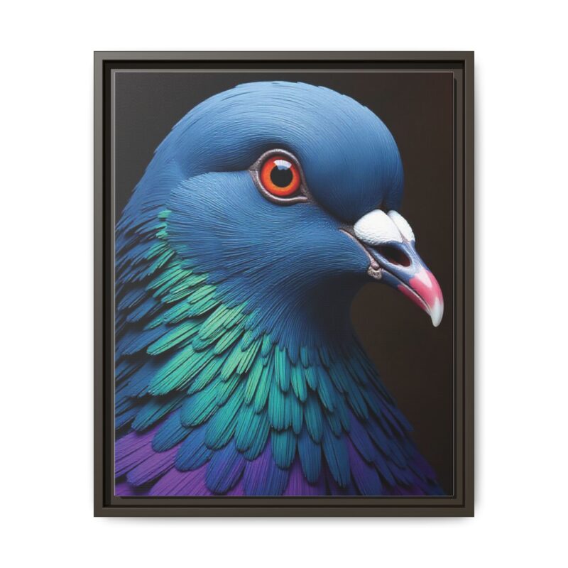 Canvas Print featuring a close-up portrait of a colorful pigeon - Image 58