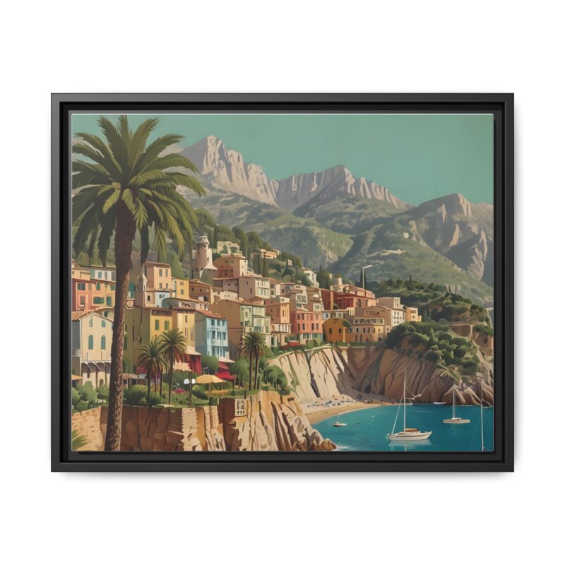 Canvas art of Sun-Drenched Italian Riviera Poster with Sailboats and Palm Trees - Image 18