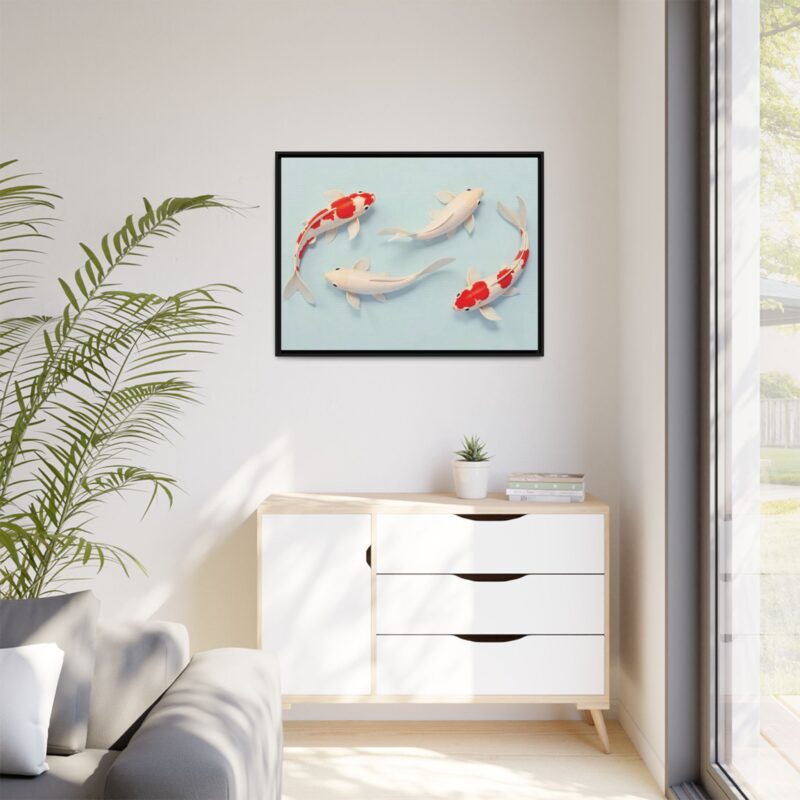 Canvas Print - Colorful Koi Fish Swimming in Minimalist Style - Image 4