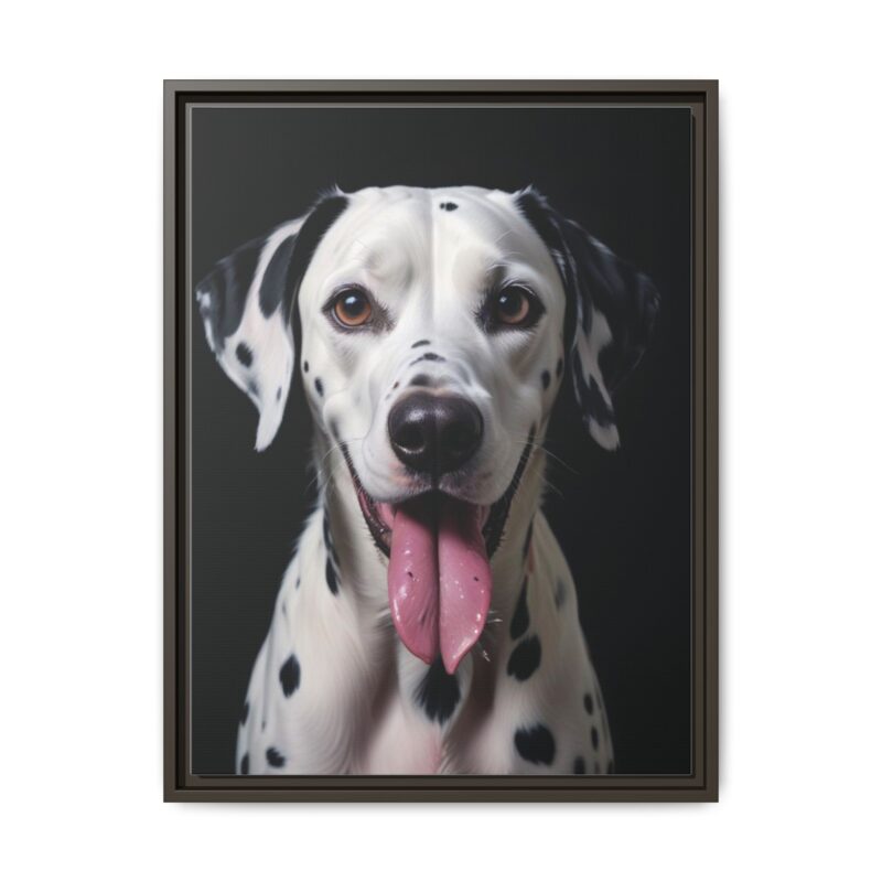 Canvas Art print features a detailed oil painting of a Dalmatian dog with a playful pink tongue sticking out - Image 66
