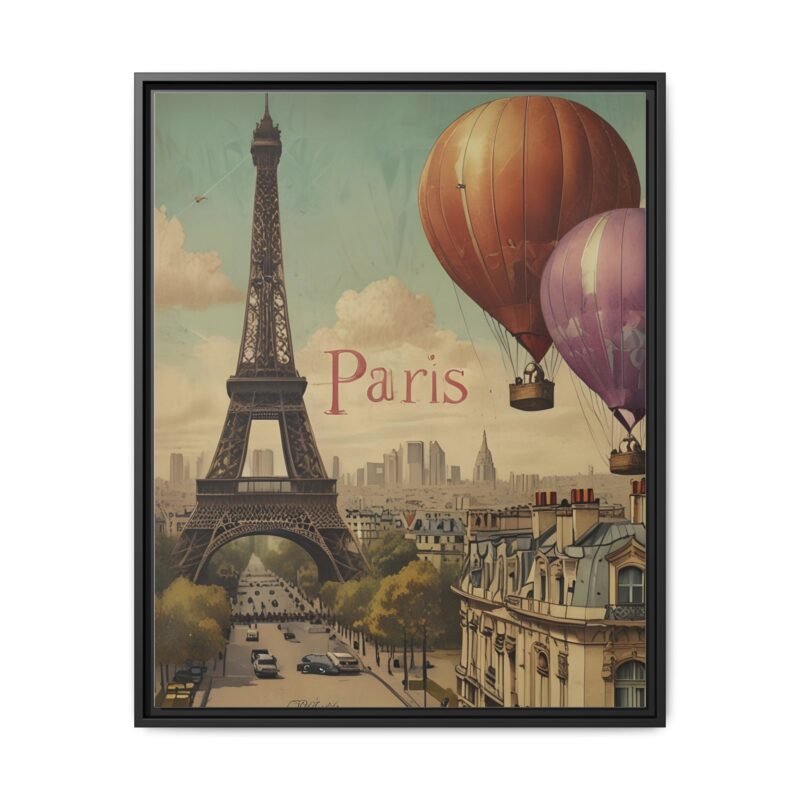Pastel Eiffel Tower Travel canvas art of Nouveau Typography - Image 121