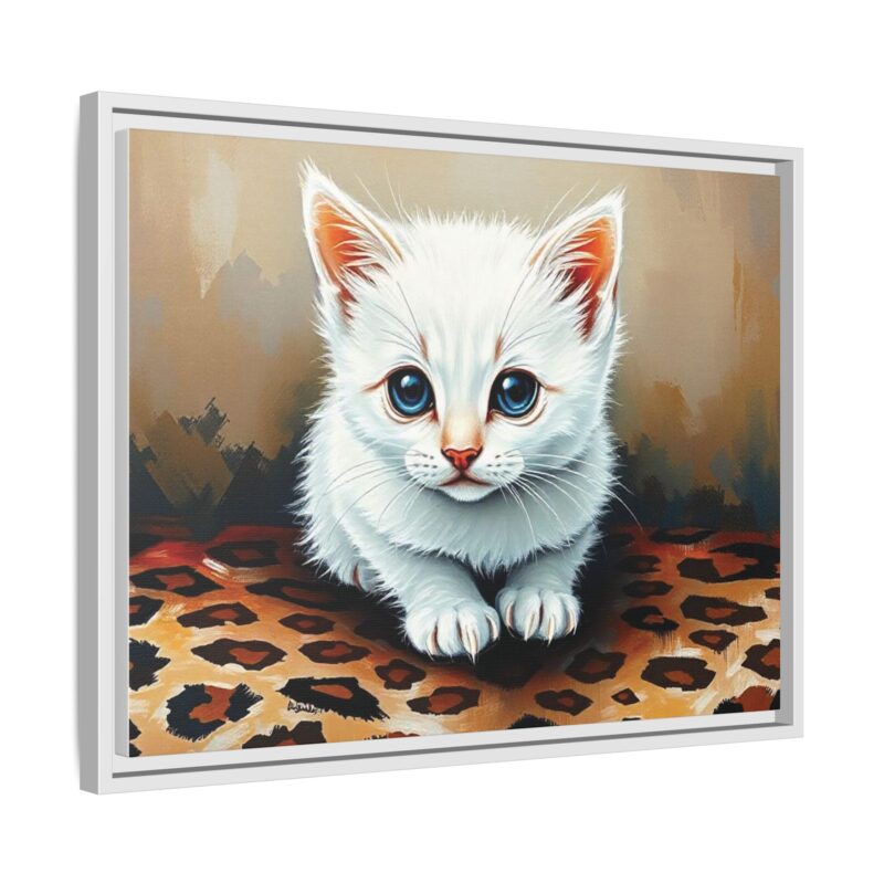 Canvas Print - White Kitten on Leopard Print Surface Wall Art - Image 79