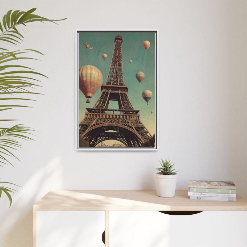 Vintage Paris Travel Canvas art with Hot Air Balloons and Street Lamps - Image 81