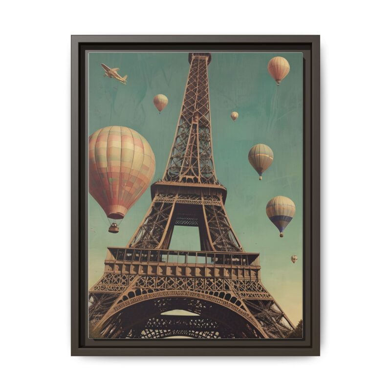 Vintage Paris Travel Canvas art with Hot Air Balloons and Street Lamps - Image 54