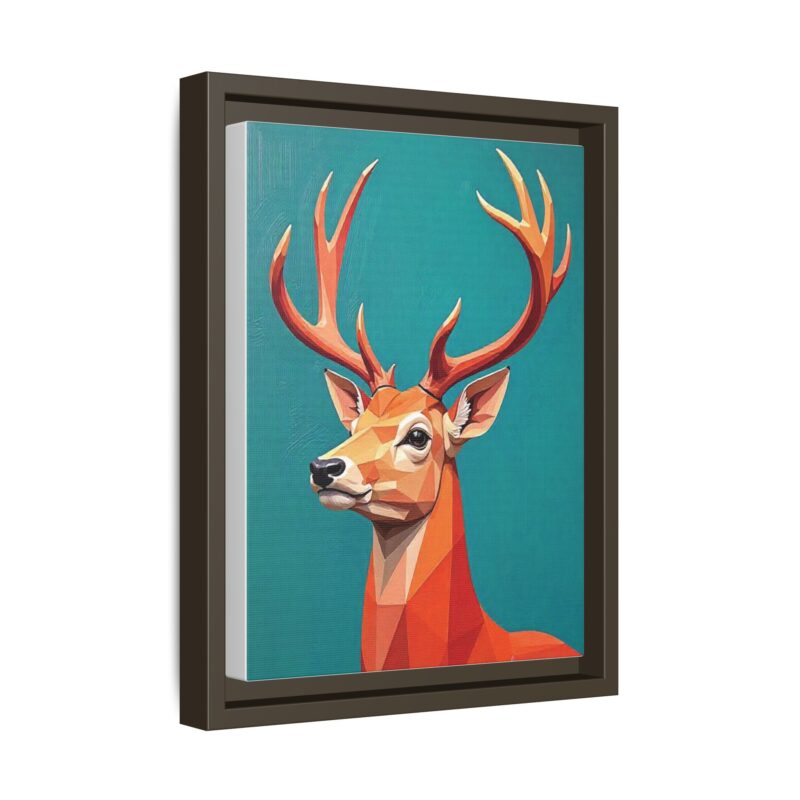 Canvas Art - Low-Poly Deer in Orange, Red, and Pink on Teal Blue Background - Image 31