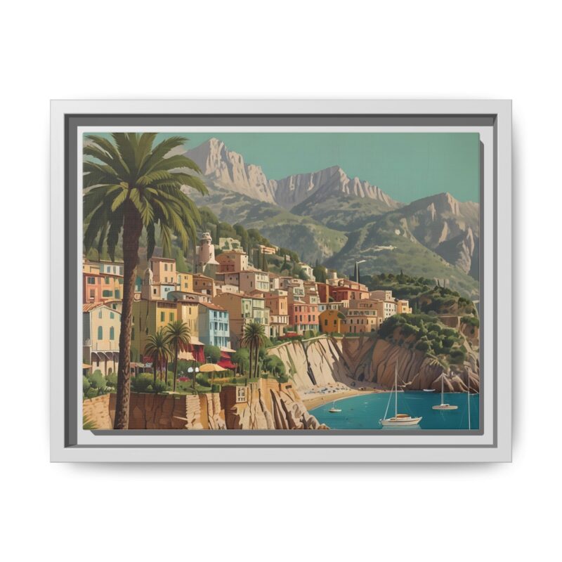 Canvas art of Sun-Drenched Italian Riviera Poster with Sailboats and Palm Trees - Image 46