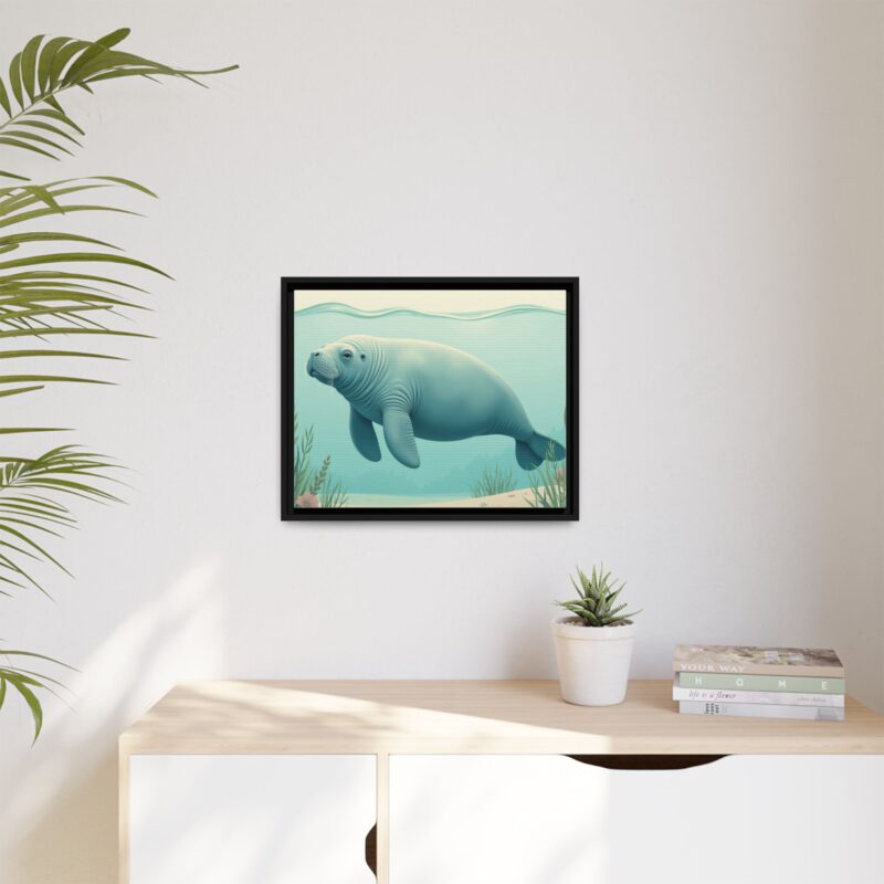 Gentle Giant Florida canvas prints featuring a peaceful manatee swimming through the water. - Image 19