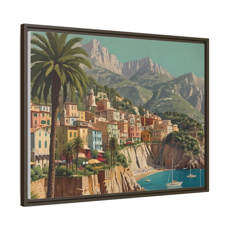 Canvas art of Sun-Drenched Italian Riviera Poster with Sailboats and Palm Trees - Image 97