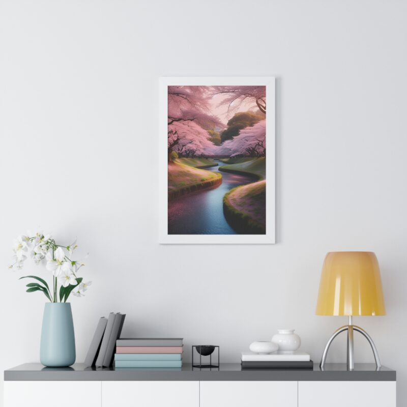 Stunning Canvas Wall Art of Cherry Blossoms Over a Peaceful Stream for Living Room and Office Décor" - Image 17