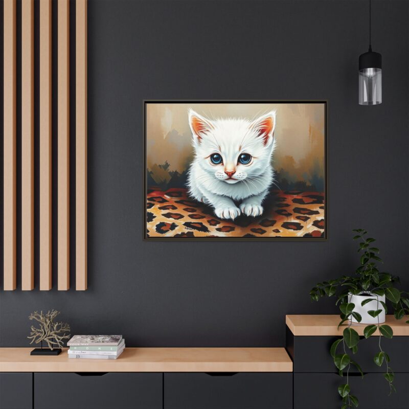 Canvas Print - White Kitten on Leopard Print Surface Wall Art - Image 105