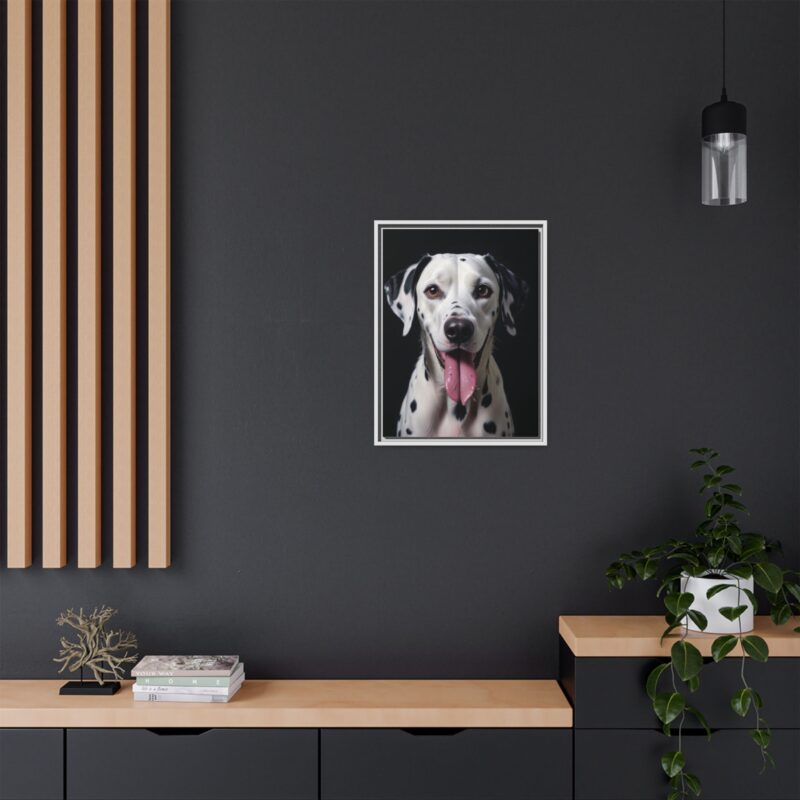 Canvas Art print features a detailed oil painting of a Dalmatian dog with a playful pink tongue sticking out - Image 69