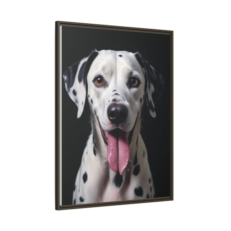 Canvas Art print features a detailed oil painting of a Dalmatian dog with a playful pink tongue sticking out - Image 83