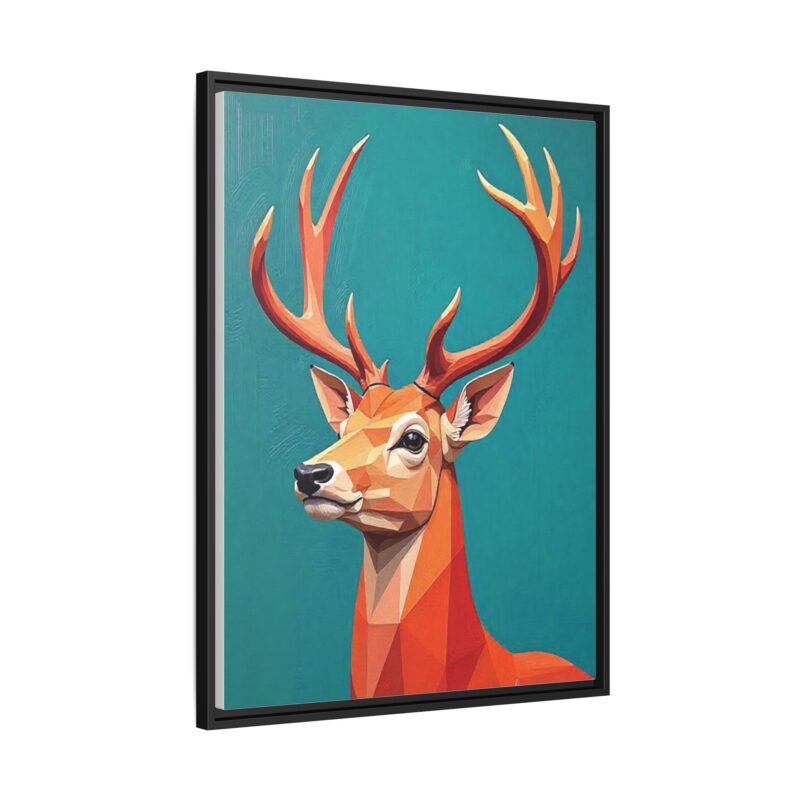 Canvas Art - Low-Poly Deer in Orange, Red, and Pink on Teal Blue Background - Image 27