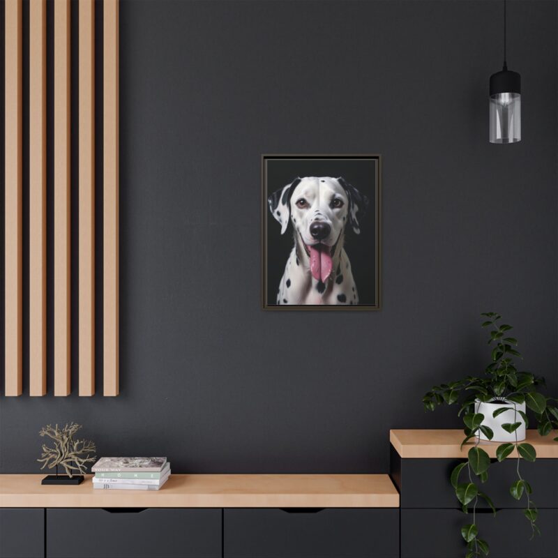 Canvas Art print features a detailed oil painting of a Dalmatian dog with a playful pink tongue sticking out - Image 65