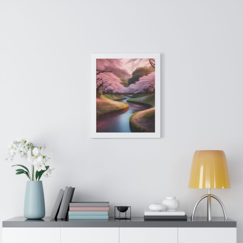 Stunning Canvas Wall Art of Cherry Blossoms Over a Peaceful Stream for Living Room and Office Décor" - Image 14