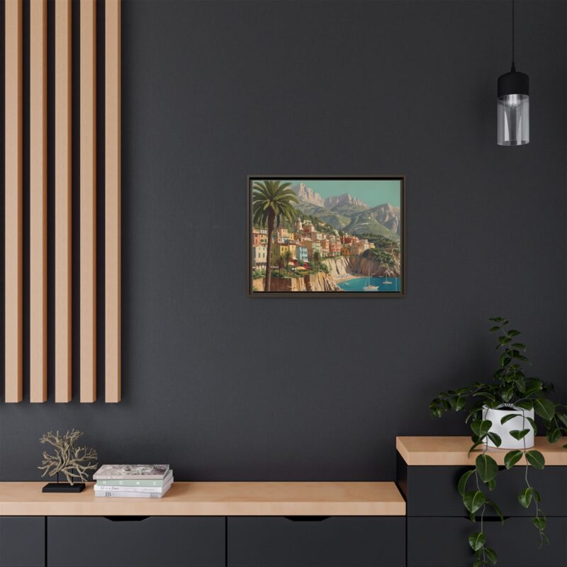 Canvas art of Sun-Drenched Italian Riviera Poster with Sailboats and Palm Trees - Image 76