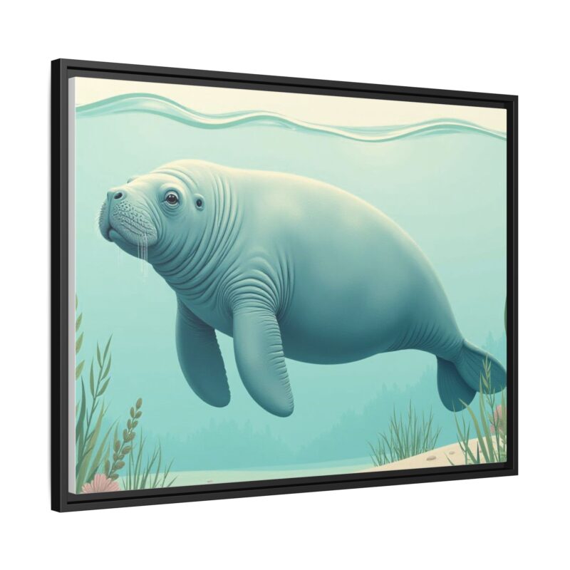 Gentle Giant Florida canvas prints featuring a peaceful manatee swimming through the water. - Image 30