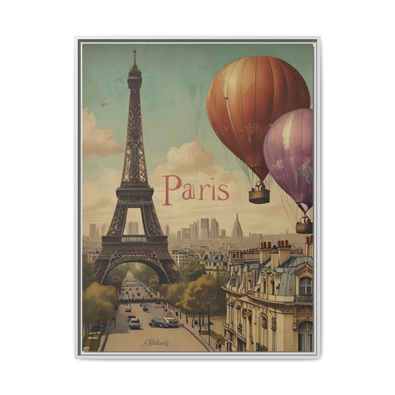 Pastel Eiffel Tower Travel canvas art of Nouveau Typography - Image 109