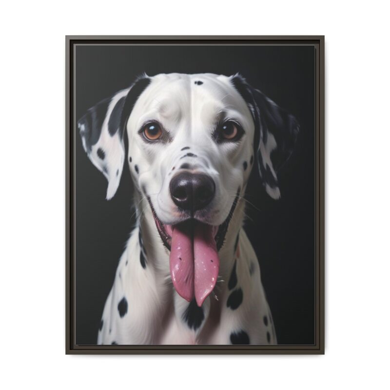 Canvas Art print features a detailed oil painting of a Dalmatian dog with a playful pink tongue sticking out - Image 90