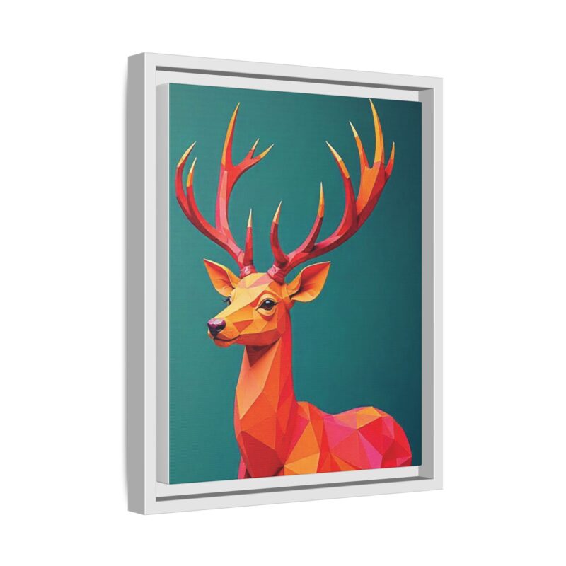 Canvas Art Print - Low-Poly Deer in Warm Tones on Teal Blue Background - Image 42