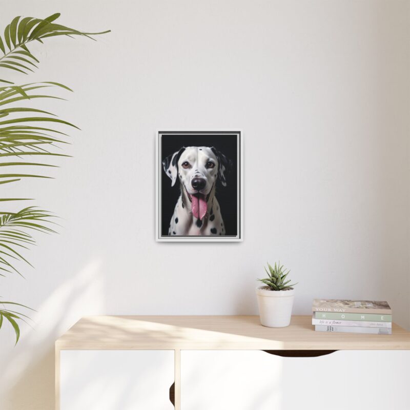 Canvas Art print features a detailed oil painting of a Dalmatian dog with a playful pink tongue sticking out - Image 56