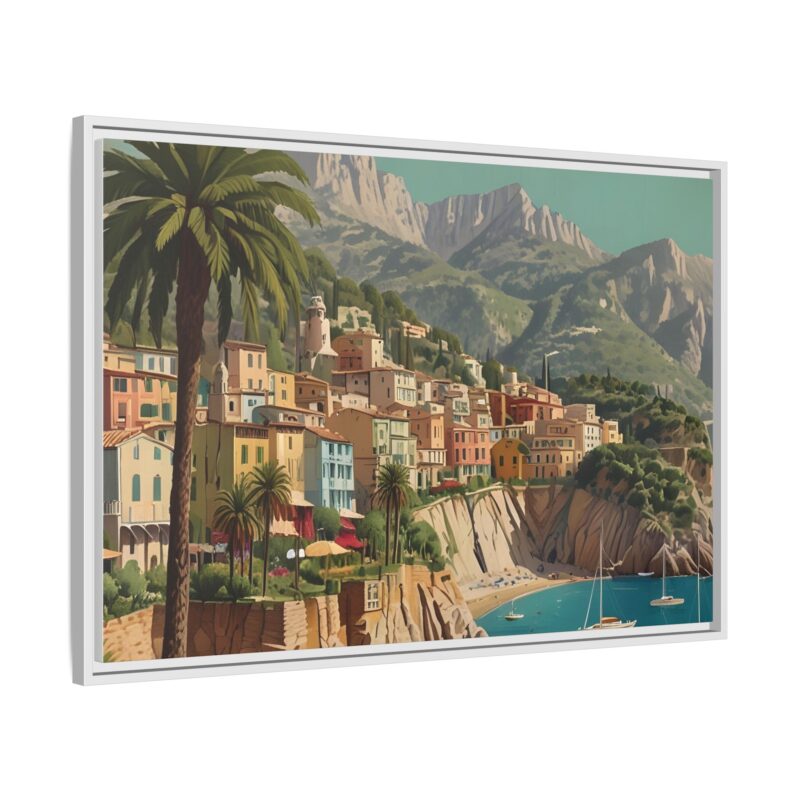 Canvas art of Sun-Drenched Italian Riviera Poster with Sailboats and Palm Trees - Image 103