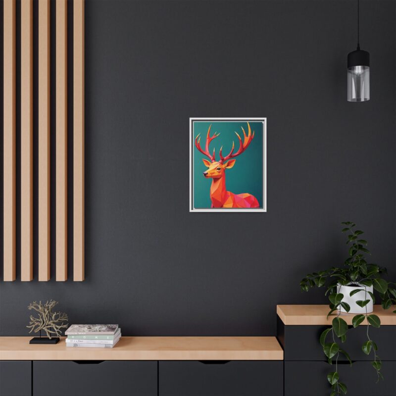Canvas Art Print - Low-Poly Deer in Warm Tones on Teal Blue Background - Image 60