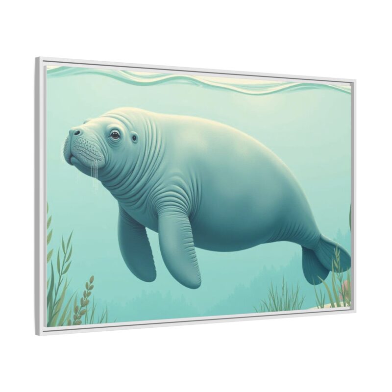 Gentle Giant Florida canvas prints featuring a peaceful manatee swimming through the water. - Image 118