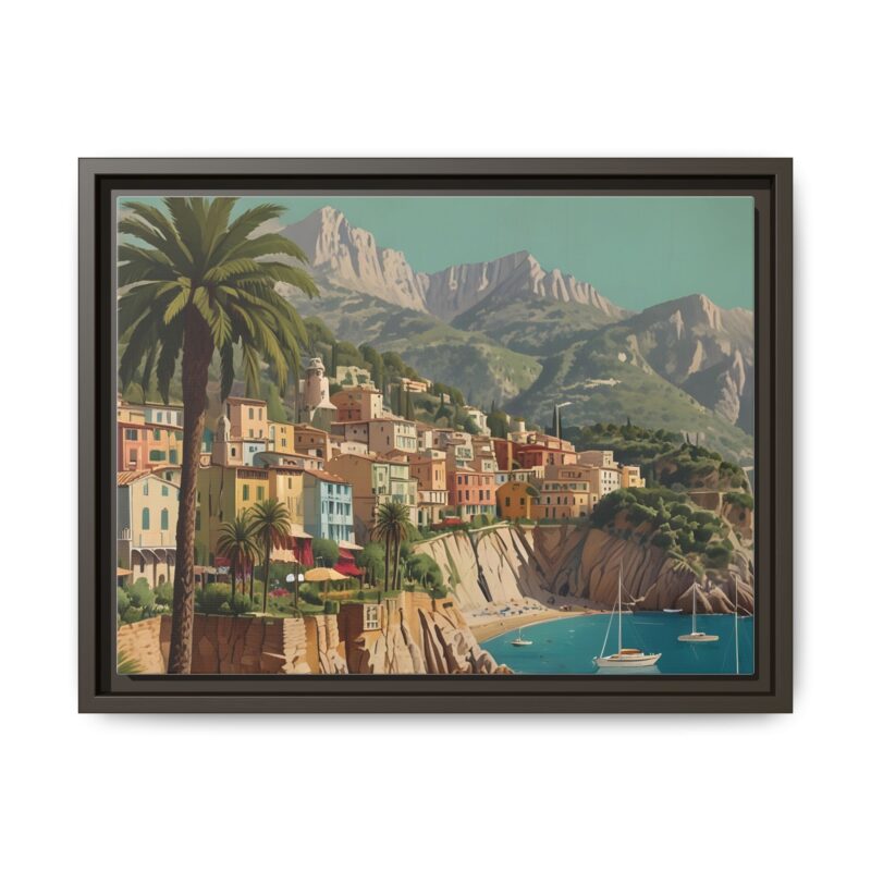 Canvas art of Sun-Drenched Italian Riviera Poster with Sailboats and Palm Trees - Image 58