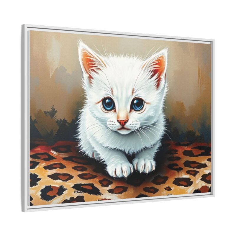 Canvas Print - White Kitten on Leopard Print Surface Wall Art - Image 111