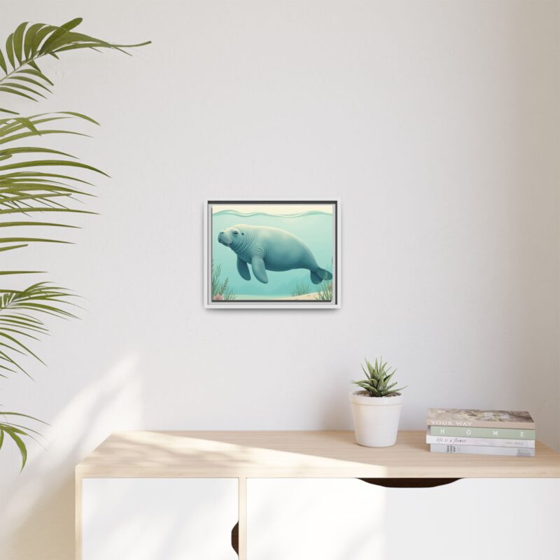 Gentle Giant Florida canvas prints featuring a peaceful manatee swimming through the water. - Image 55