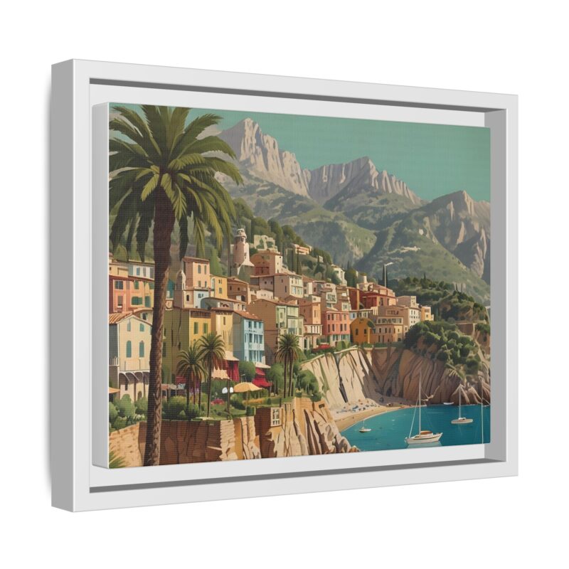 Canvas art of Sun-Drenched Italian Riviera Poster with Sailboats and Palm Trees - Image 47