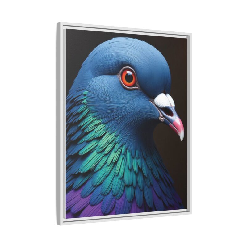 Canvas Print featuring a close-up portrait of a colorful pigeon - Image 95