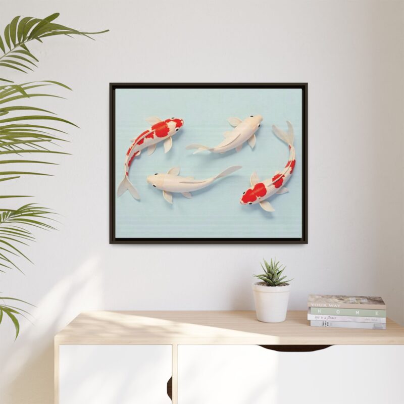 Canvas Print - Colorful Koi Fish Swimming in Minimalist Style - Image 128