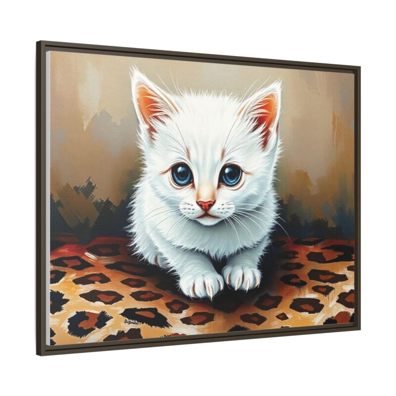 Canvas Print - White Kitten on Leopard Print Surface Wall Art - Image 107